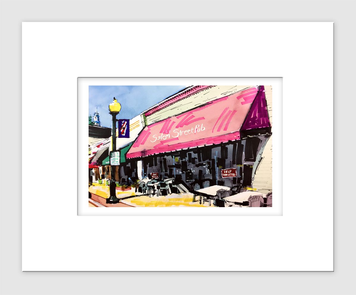 Apex, NC - Matted Print - Salem Street Pub