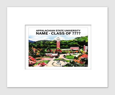 Boone, NC - Matted Print - Appalachian State University - Campus