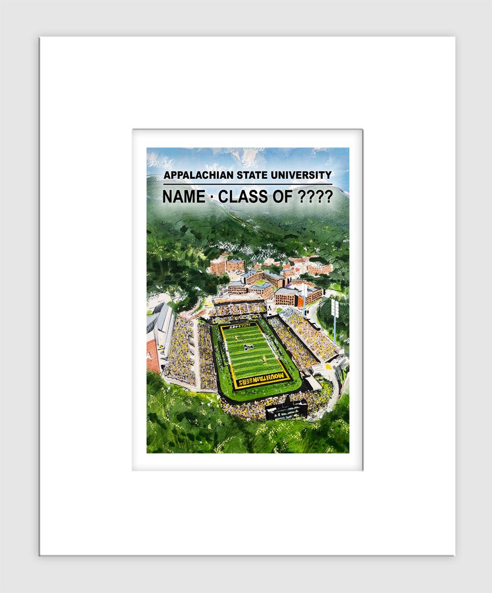 Boone, NC - Matted Print - Appalachian State University - Stadium