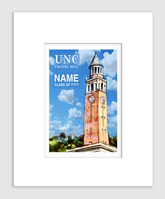 Chapel Hill, NC - Matted Print - UNC - Bell Tower