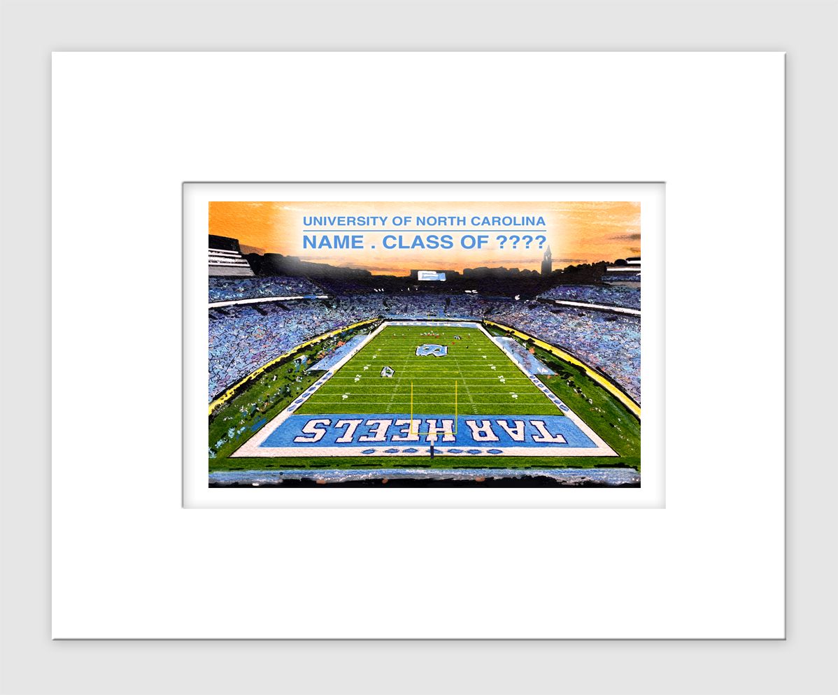 Chapel Hill, NC - Matted Print - UNC - Kenan Stadium