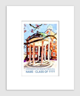 Chapel Hill, NC - Matted Print - UNC - Old Well