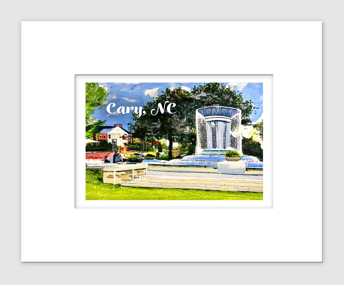Cary, NC - Matted Print - Hey Cary! #heycary