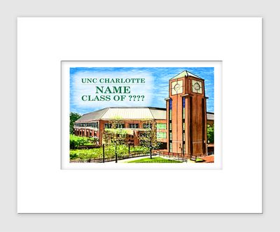 Charlotte, NC - Matted Print - UNC Charlotte