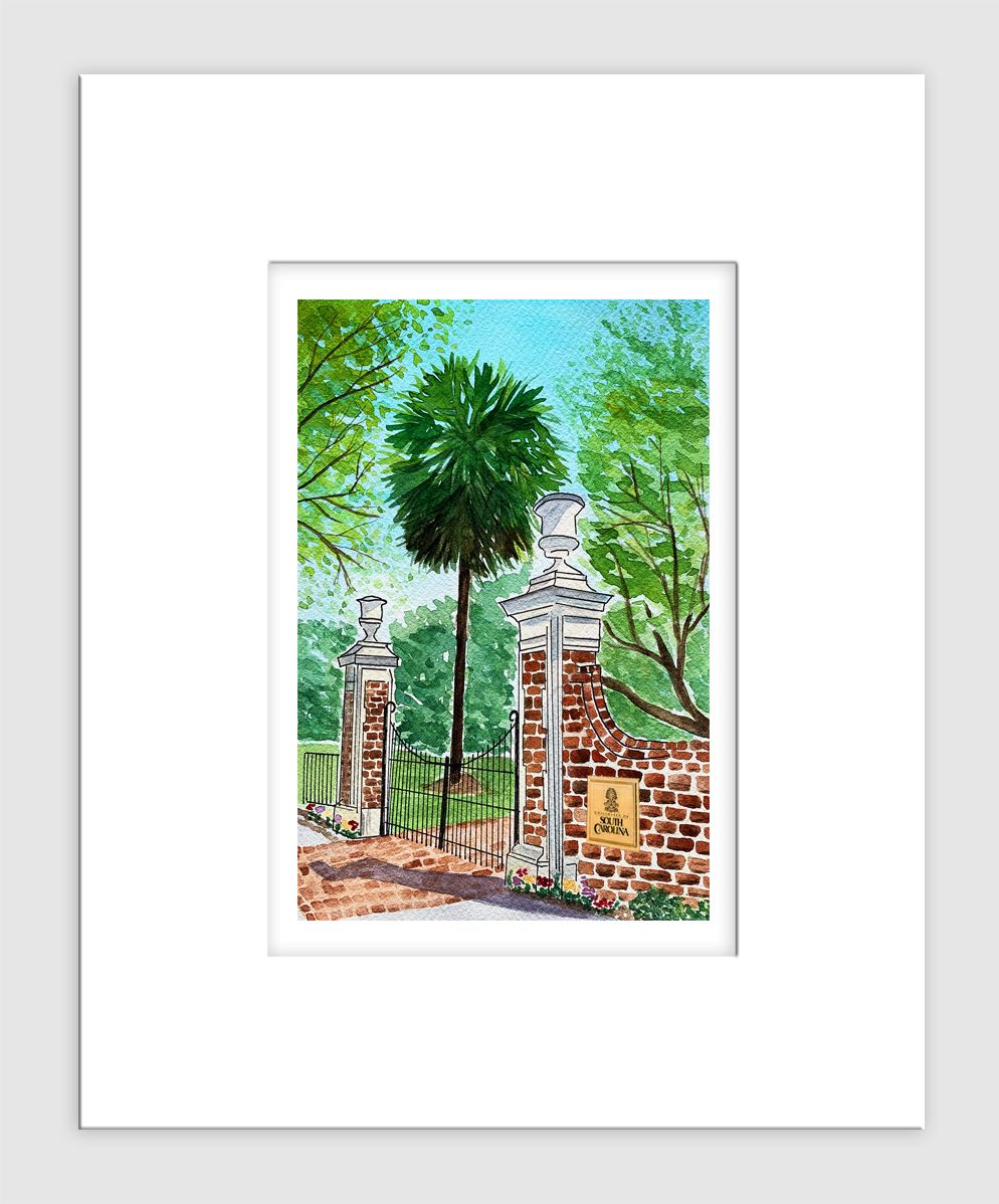Columbia, SC - Matted Print - University of South Carolina - Horseshoe - #stephanie