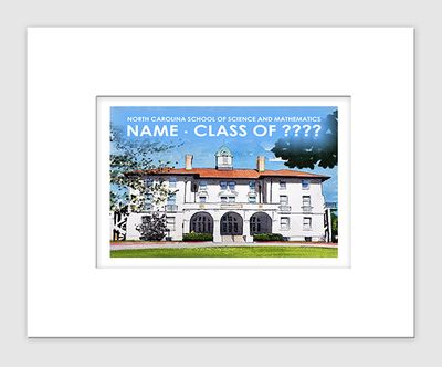 Durham, NC - Matted Print - North Carolina School of Science and Mathematics