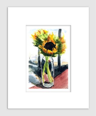 Flowers - Matted Print - Winter Sunflowers