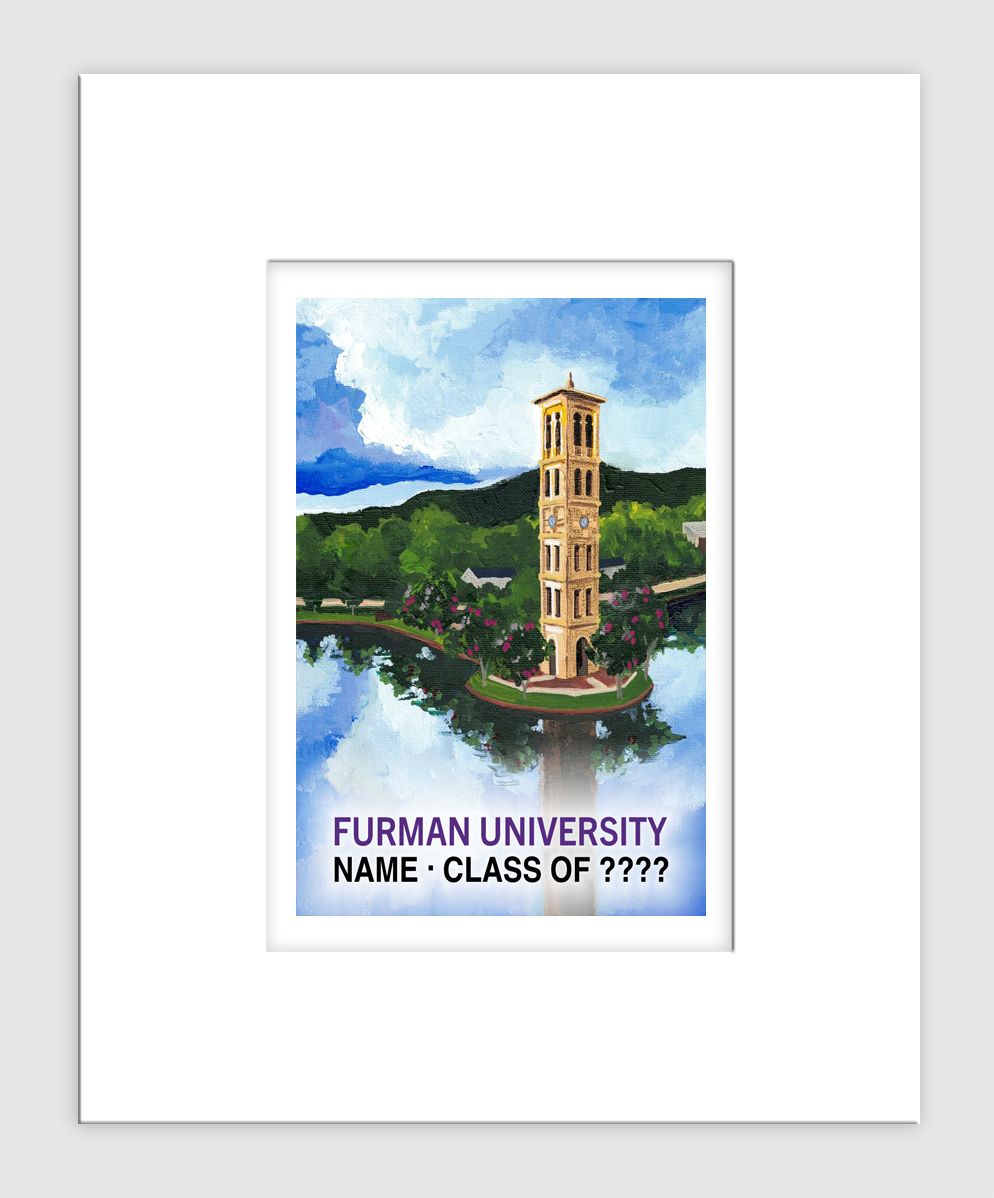 Greenville, SC - Matted Print - Furman University
