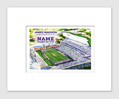 Harrisonburg, VA - Matted Print - James Madison University - Stadium
