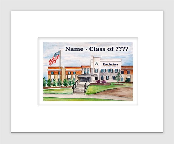 Holly Springs, NC - Matted Print - Pine Springs Preparatory Academy