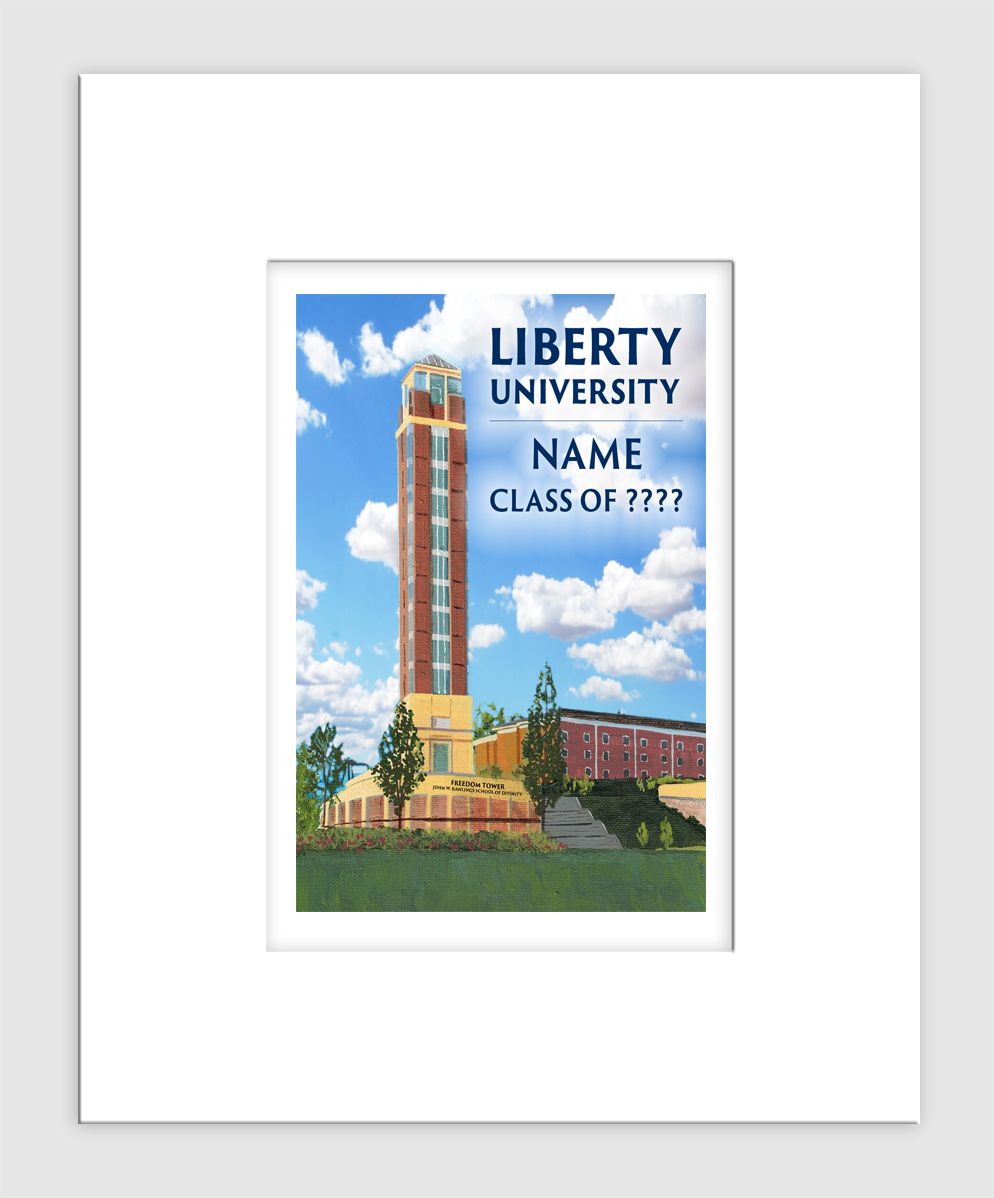 Lynchburg, VA - Matted Print - Liberty University