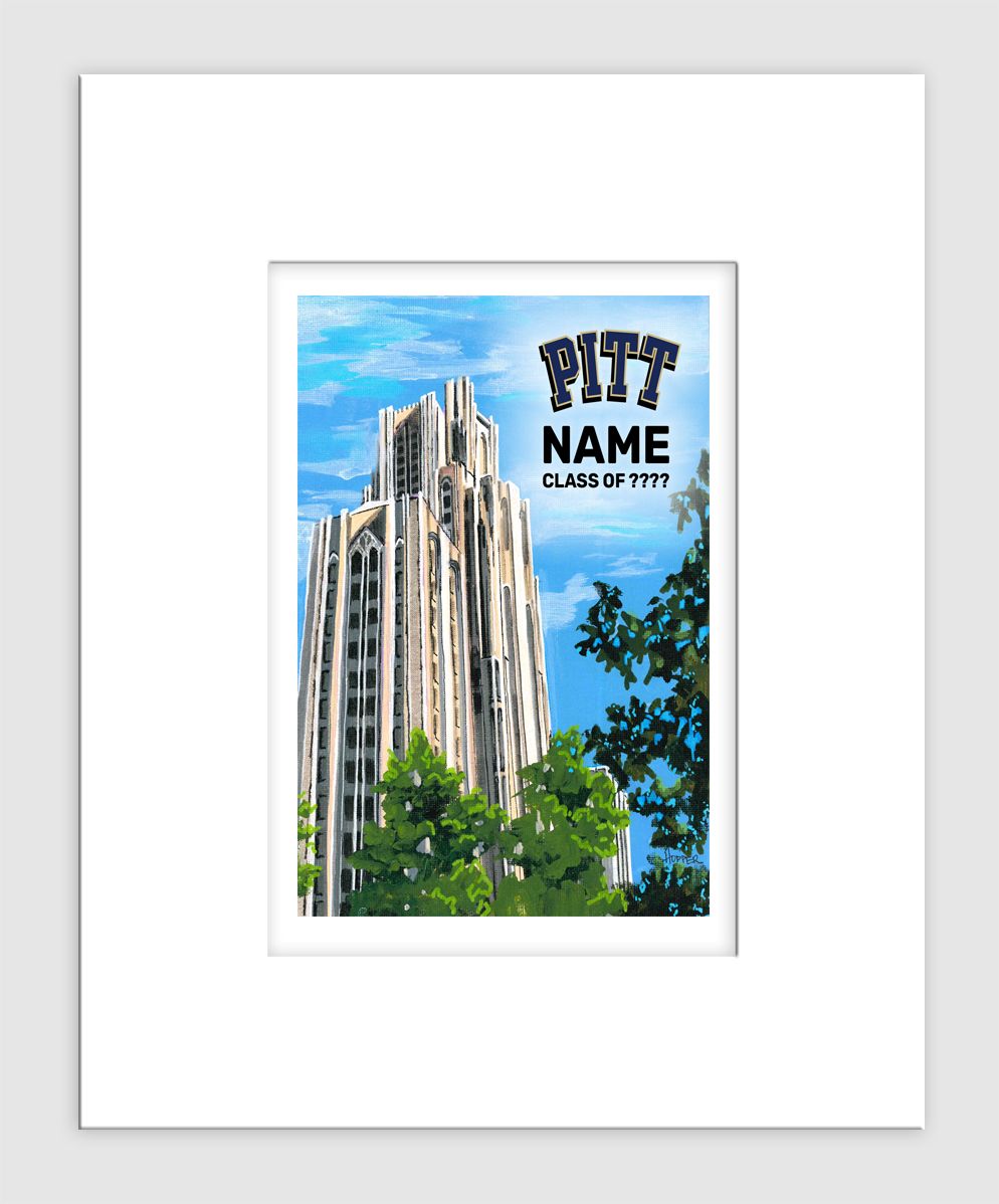 Pittsburgh, PA - Matted Print - University of Pittsburgh