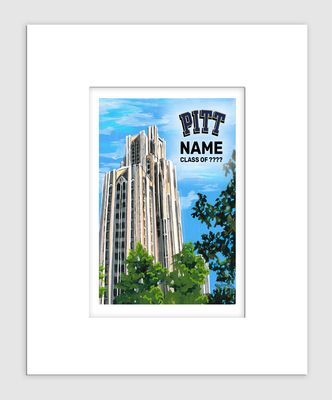 Pittsburgh, PA - Matted Print - University of Pittsburgh