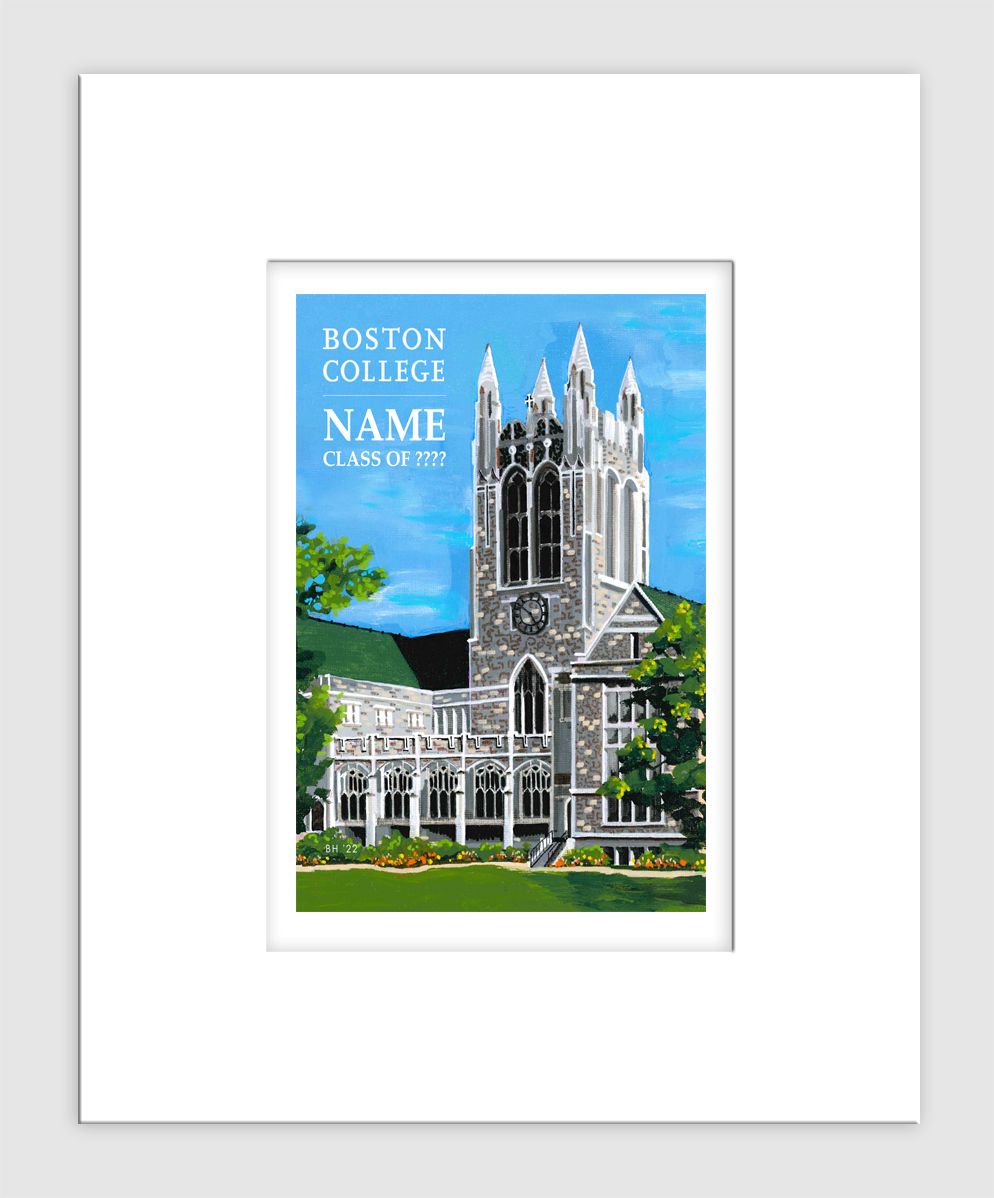 Newton, MA - Matted Print - Boston College