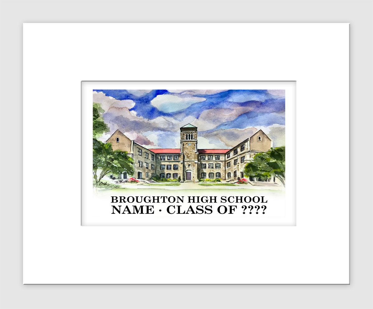 Raleigh, NC - Matted Print - Broughton Magnet High School