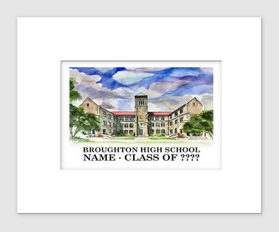 Raleigh, NC - Matted Print - Broughton Magnet High School