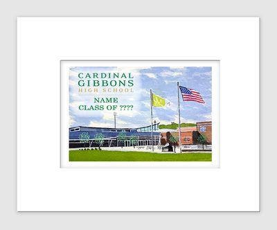 Raleigh, NC - Matted Print - Cardinal Gibbons High School