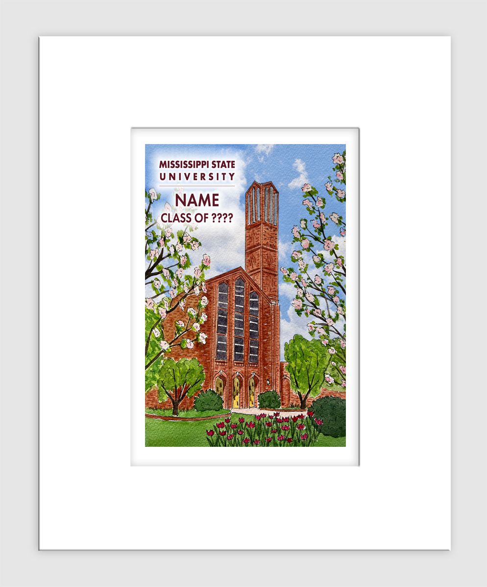 Starkville, MS - Matted Print - Mississippi State University