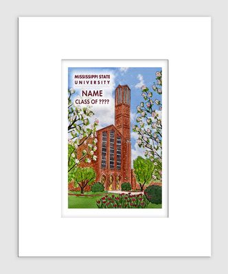 Starkville, MS - Matted Print - Mississippi State University
