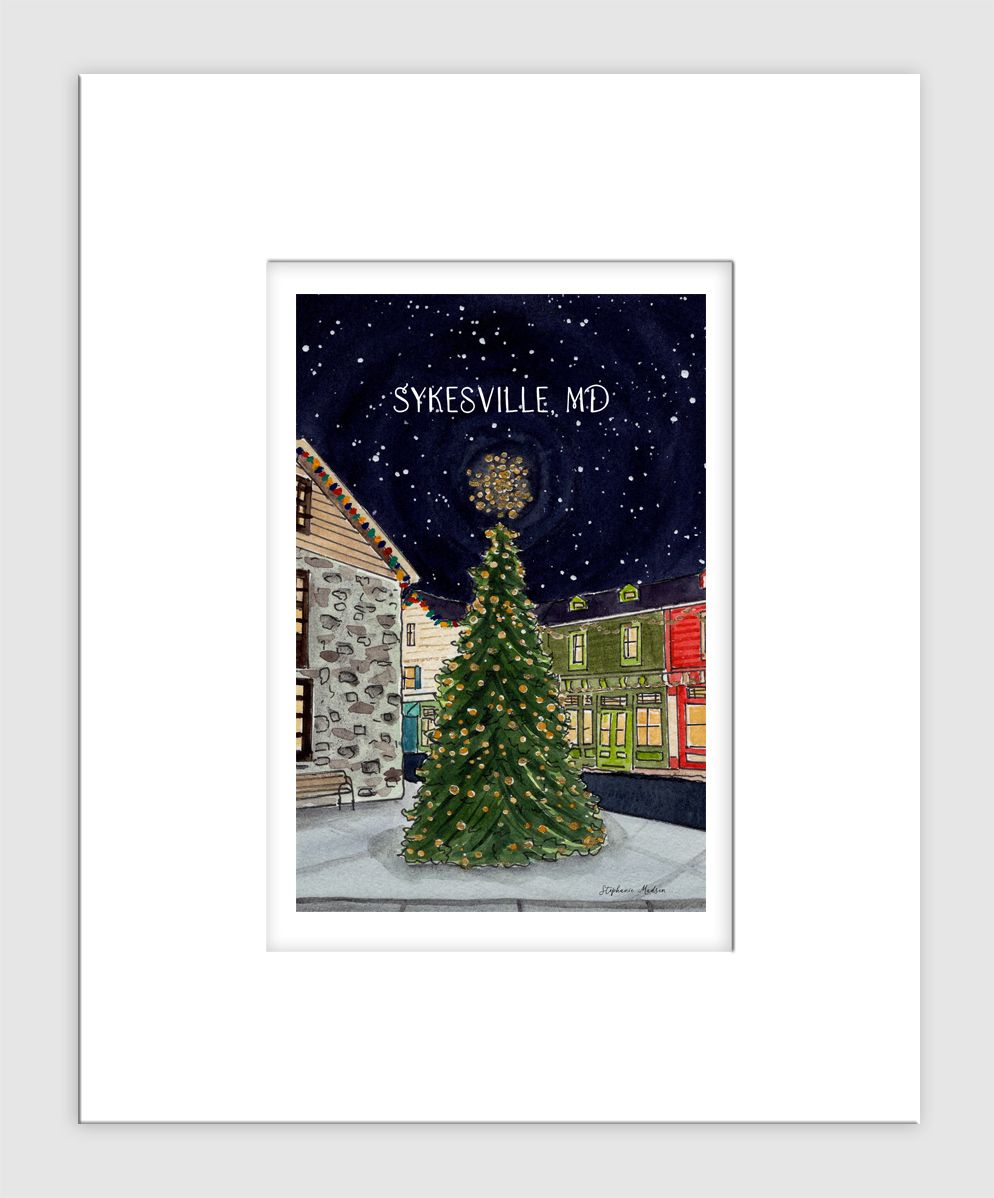 Sykesville, MD - Matted Print - Christmas Tree