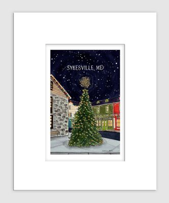 Sykesville, MD - Matted Print - Christmas Tree