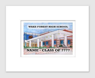 Wake Forest, NC - Matted Print - Wake Forest High School