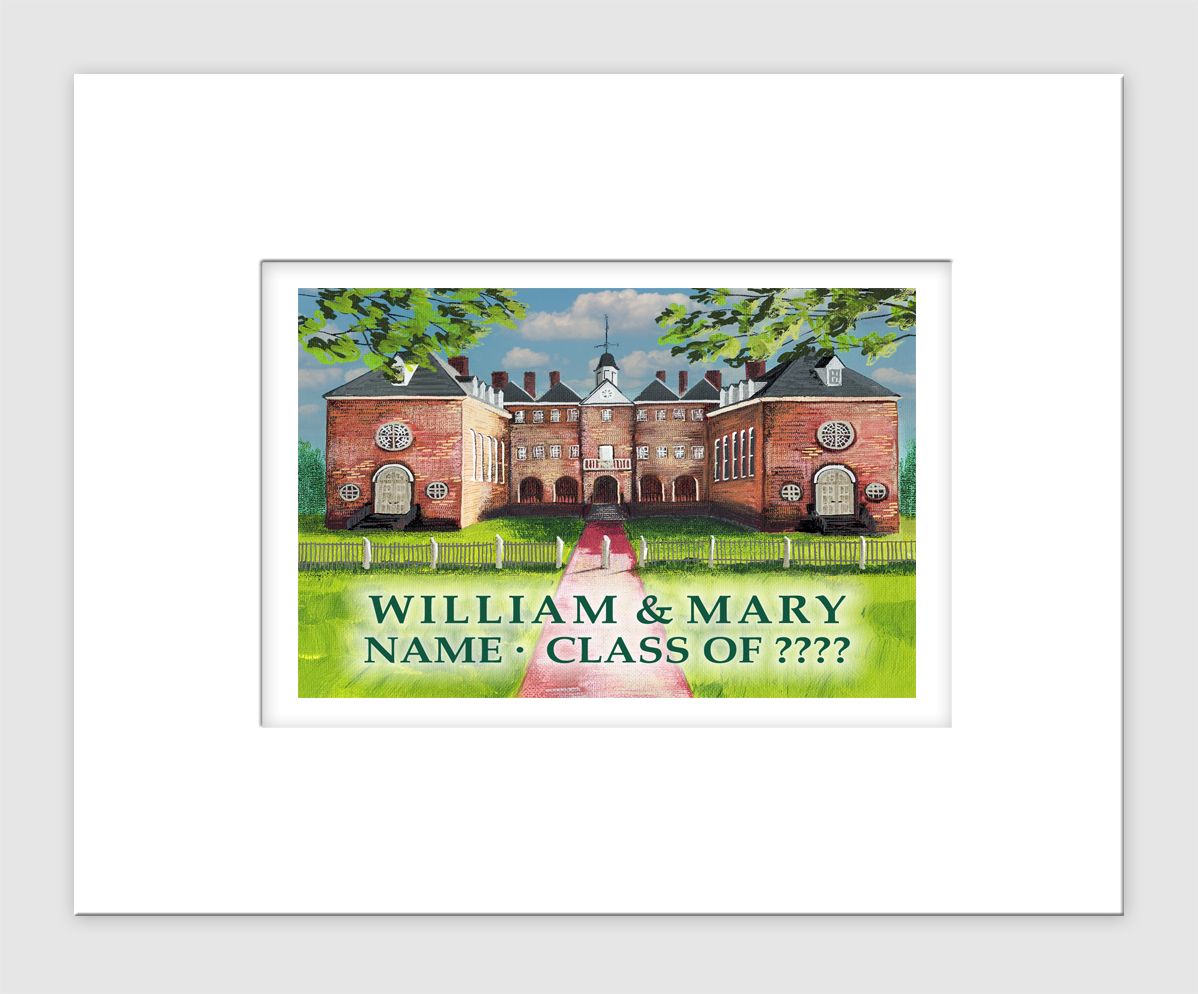 Williamsburg, VA - Matted Print - William &amp; Mary