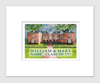 Williamsburg, VA - Matted Print - William &amp; Mary