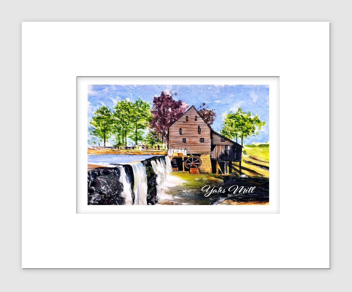 Raleigh, NC - Matted Print - Yates Mill
