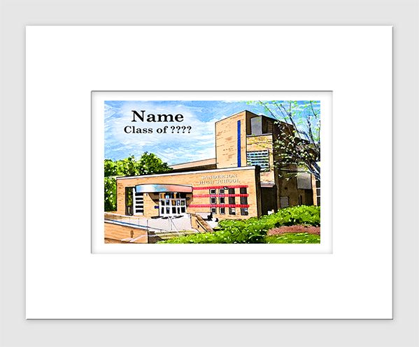 Raleigh, NC - Matted Print - Sanderson High School