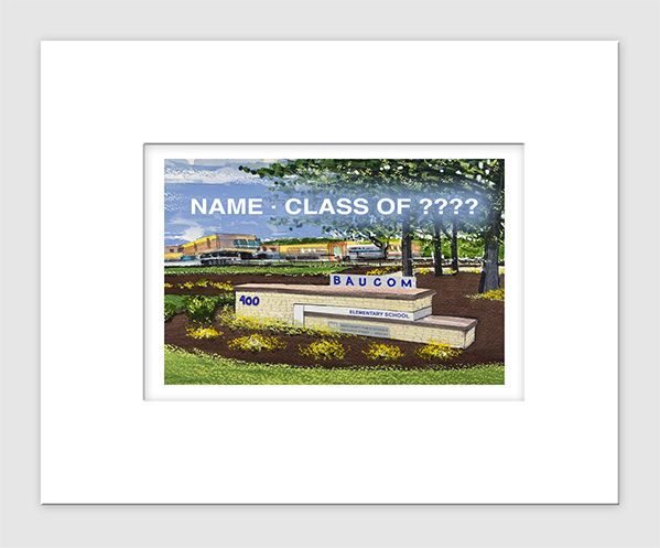Apex, NC - Matted Print - New Baucom Elementary School - #lew