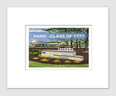 Apex, NC - Matted Print - New Baucom Elementary School - #lew