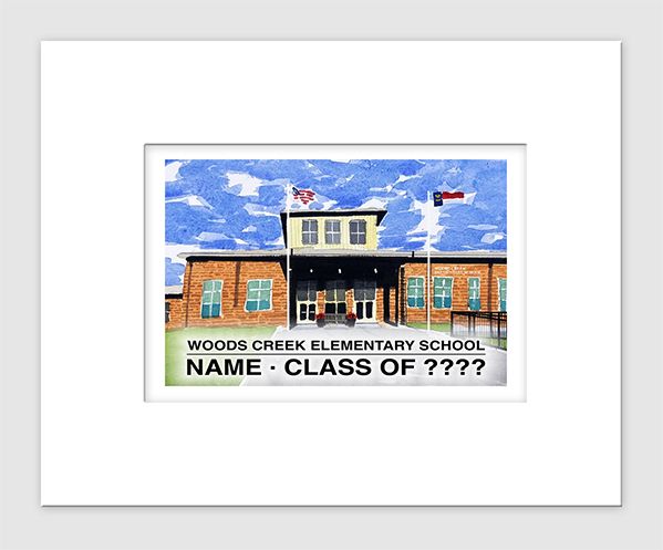 Apex, NC - Matted Print - Woods Creek Elementary School - #lew - #wces