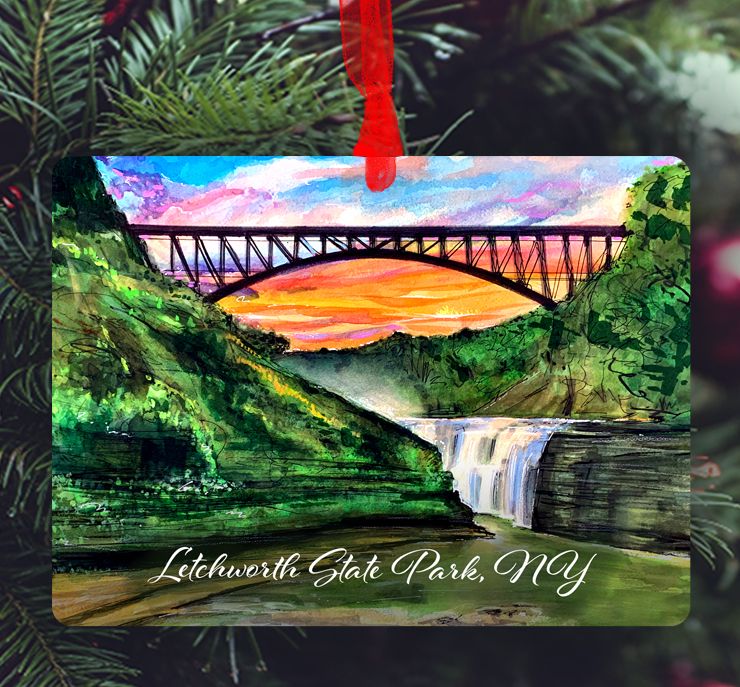 Letchworth, NY - Ornament - Letchworth State Park - Upper Falls - #letchworthfalls - #lew