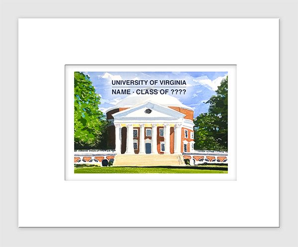 Charlottesville, VA - Matted Print - University Of Virginia - The Rotunda