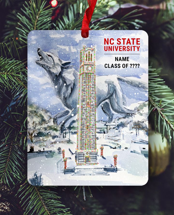 Raleigh, NC - NC State - Snowy Bell Tower - Ornament