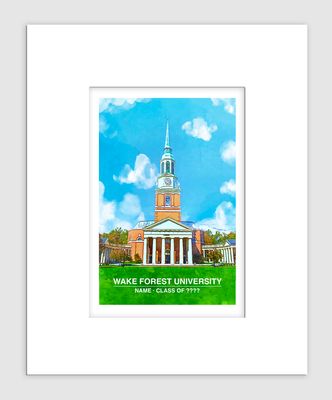 Winston-Salem, NC - Matted Print - Wake Forest University