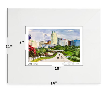 Raleigh, NC - Skyline #2 - 11"x14" - Matted Print - #crepe - #lew