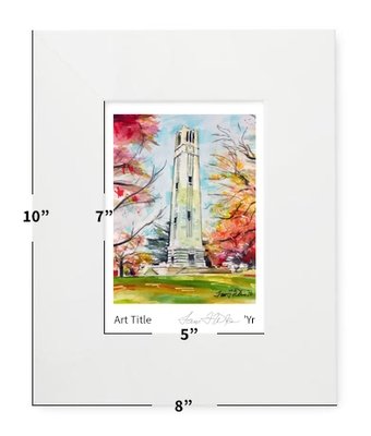 Raleigh, NC - NC State - Bell Tower - 8"x10" - Matted Print - #ncsucampusbelltower - #lew
