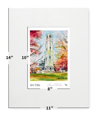 Raleigh, NC - NC State - Bell Tower - 11"x14" - Matted Print - #ncsucampusbelltower - #lew