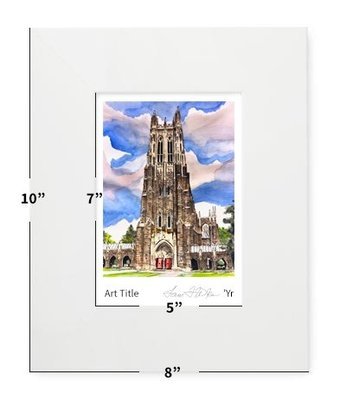 Durham, NC - Matted Print - 8"x10" - Duke University - Duke Chapel - #lew