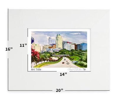 Raleigh, NC - Skyline #2 - 16"x20" - Matted Print - #crepe - #lew