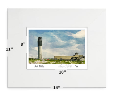 Oak Island, NC - Oak Island Lighthouse - 11"x14" - Matted Print - #lew
