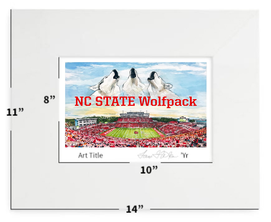 Raleigh, NC - NC State - Carter-Finley Stadium - Matted Print - 11"x14" - #lew