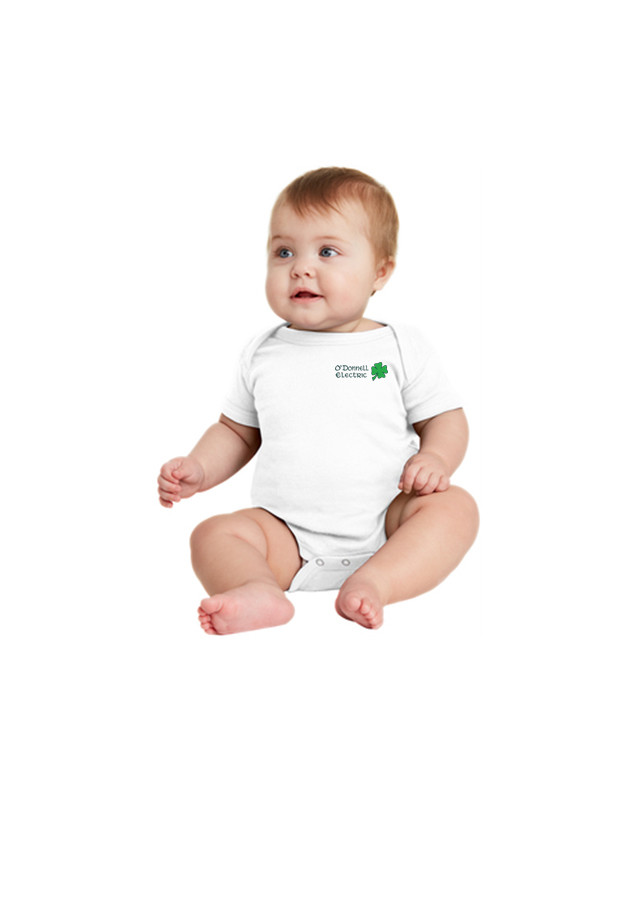Infant Short Sleeve Baby Onesie (Screen Printed)- White, Grey