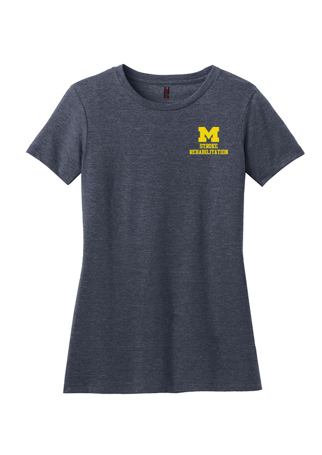 Women's Short Sleeve Crew Neck Tee -  Heathered Navy (Yellow Print)