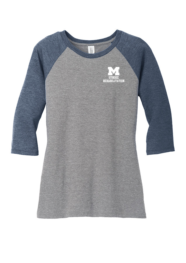 Women's 3/4 Sleeve Tee - Navy/Grey