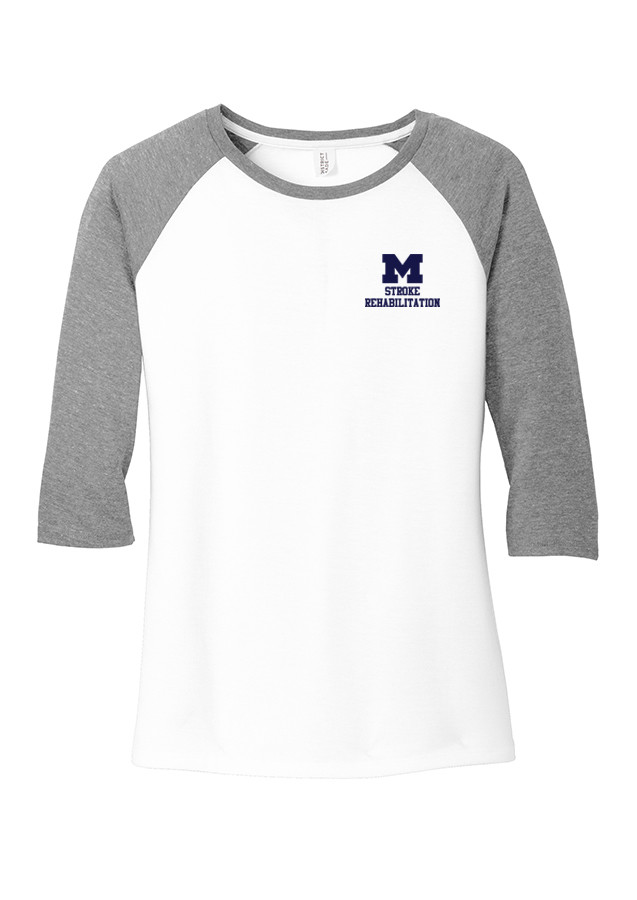 Women's 3/4 Sleeve Tee - Grey/White