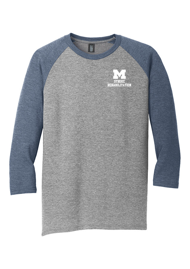 Men's 3/4 Sleeve Tee - Navy/Grey (White Print)