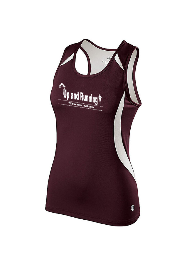 Women's Running Singlet - Maroon/White